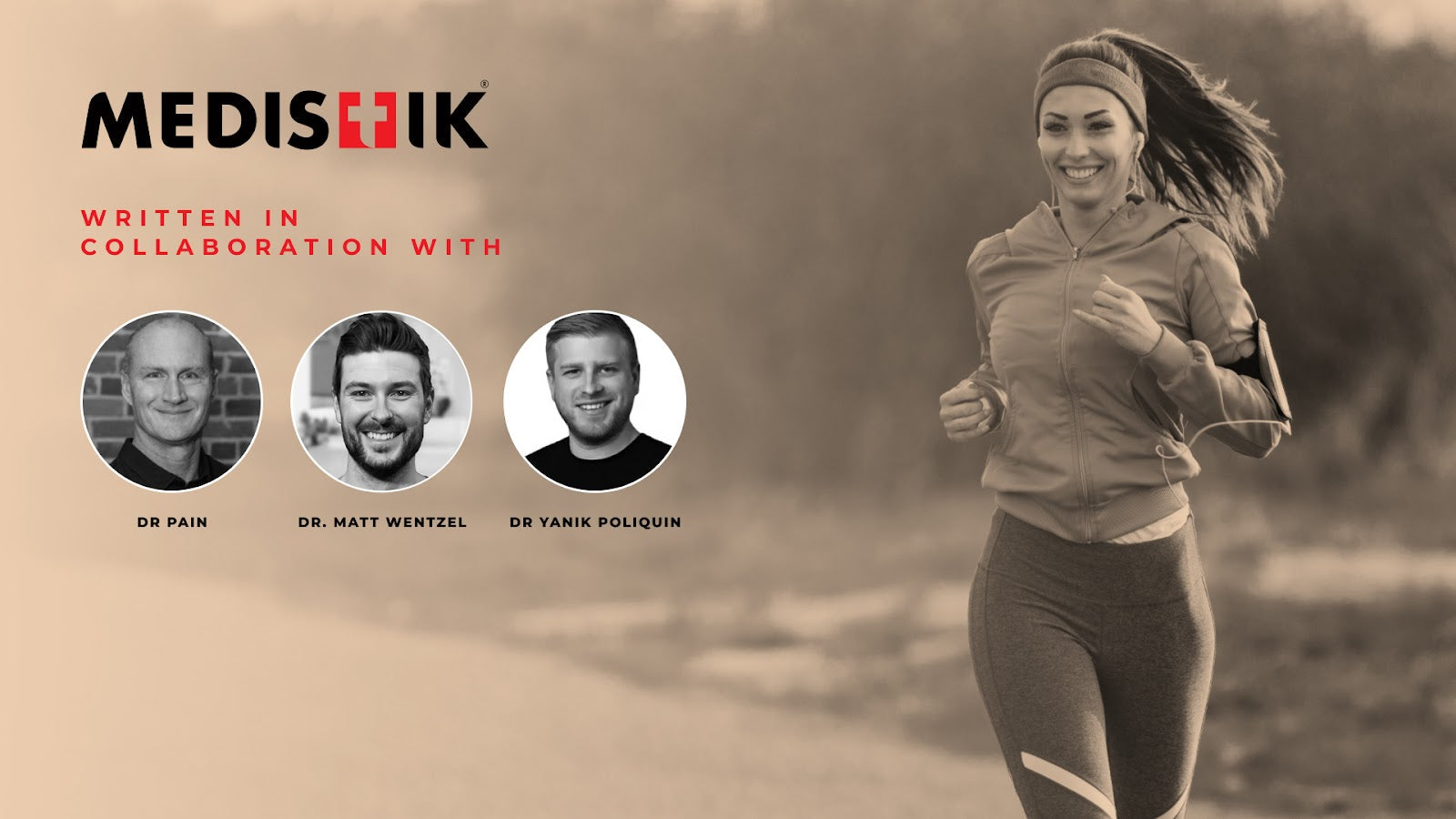Header graphic for article: How to Start Working Out Again After a Knee Injury, featuring expert contributors Dr. Peter Pain, Dr. Matt Wentzel, and Dr. Yanik Poliquin