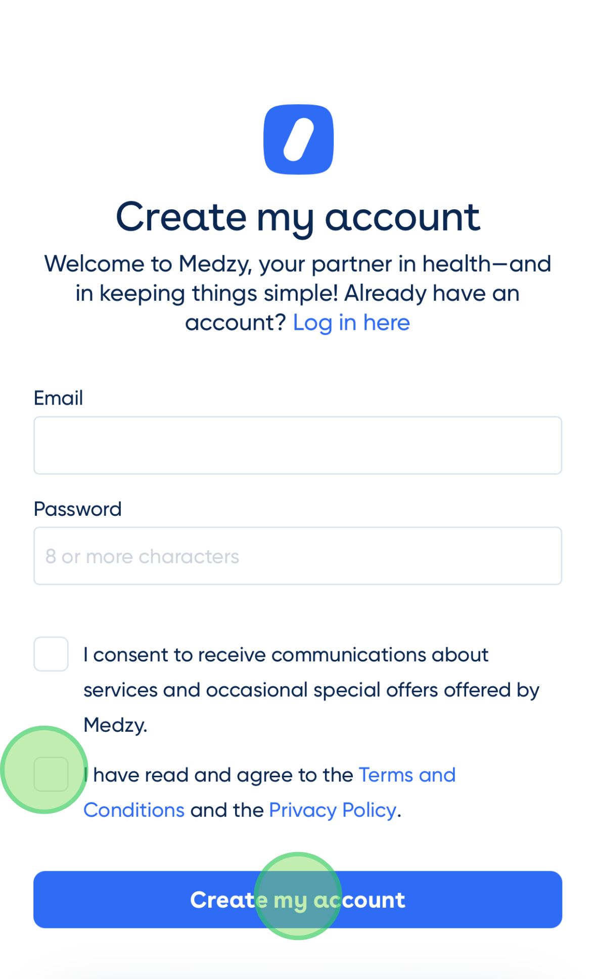 <p>Create your account using your email, or sign up with your Facebook, Google, or Microsoft account. Accept the terms and conditions.</p>